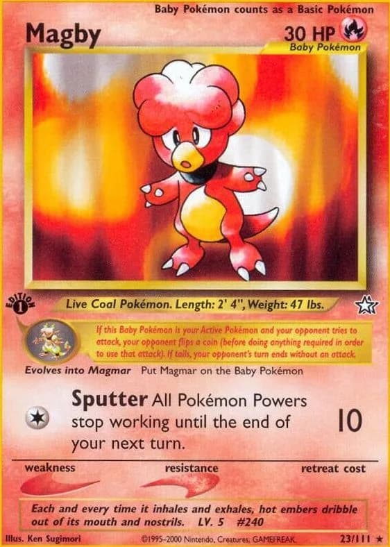 1st Edition Magby card front, Neo Genesis 23/111