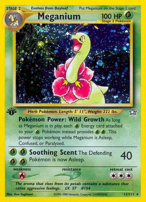 1st Edition Meganium card front, Neo Genesis 11/111