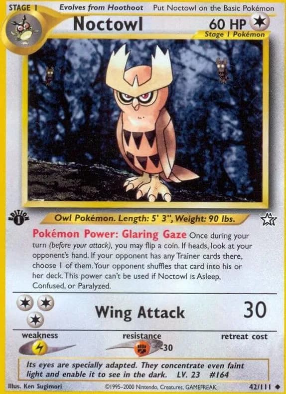 1st Edition Noctowl card front, Neo Genesis 42/111