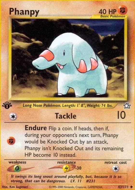 1st Edition Phanpy card front, Neo Genesis 43/111