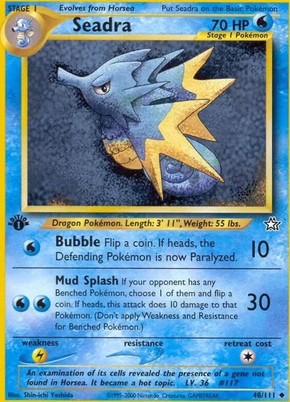 1st Edition Seadra card front, Neo Genesis 48/111