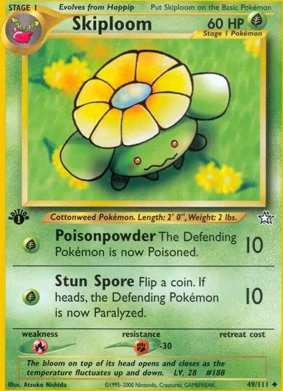 1st Edition Skiploom card front, Neo Genesis 49/111