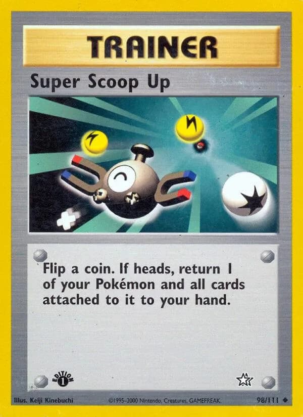 1st Edition Super Scoop Up card front, Neo Genesis 98/111