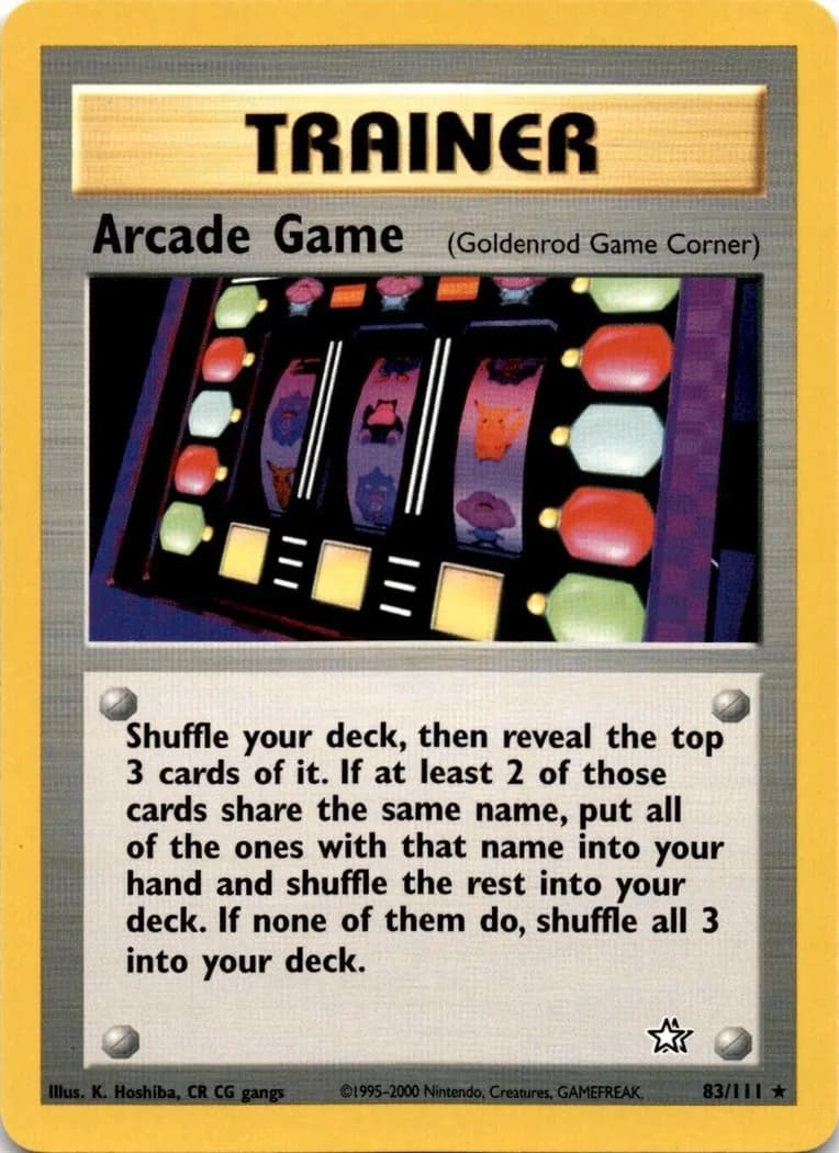 Unlimited Arcade Game card front, Neo Genesis 83/111