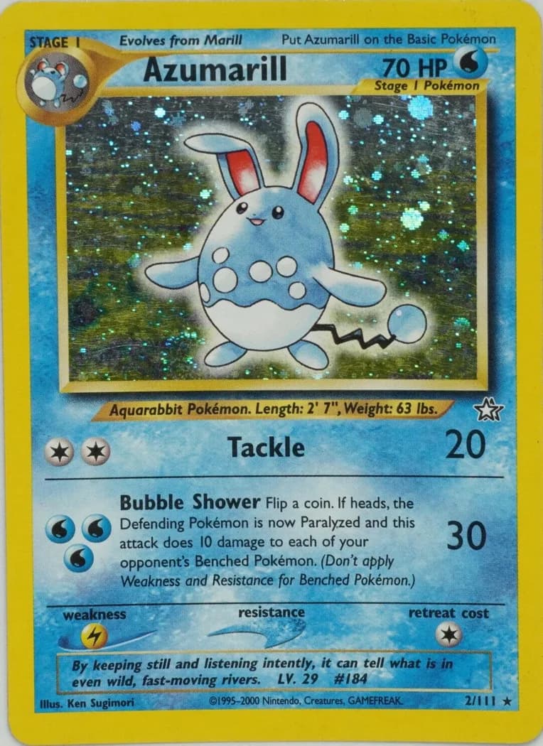 Unlimited Azumarill card front, Neo Genesis 2/111