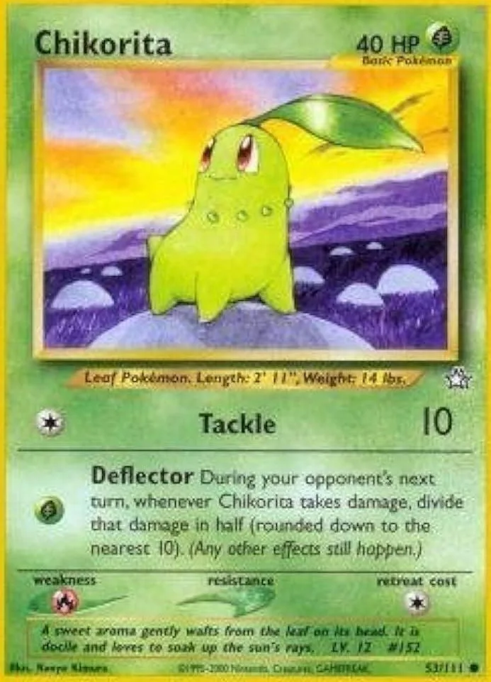Unlimited Chikorita card front, Neo Genesis 53/111