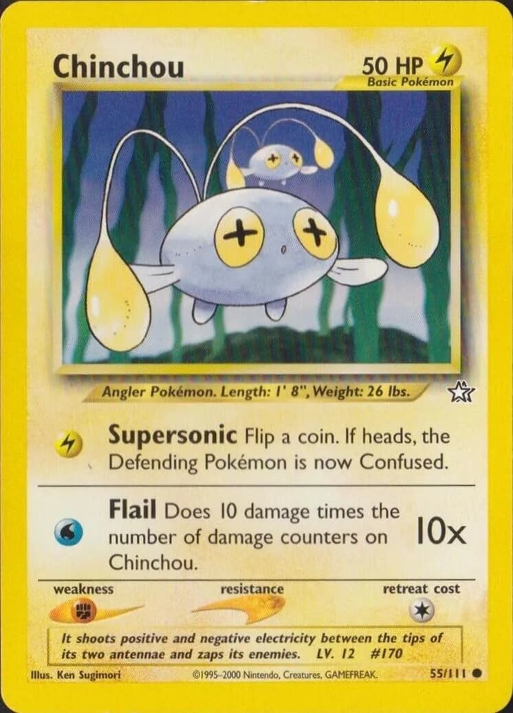 Unlimited Chinchou card front, Neo Genesis 55/111