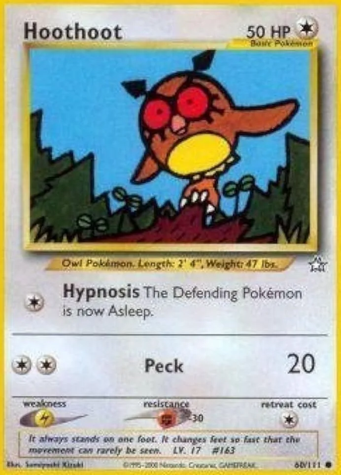 Unlimited Hoothoot card front, Neo Genesis 60/111