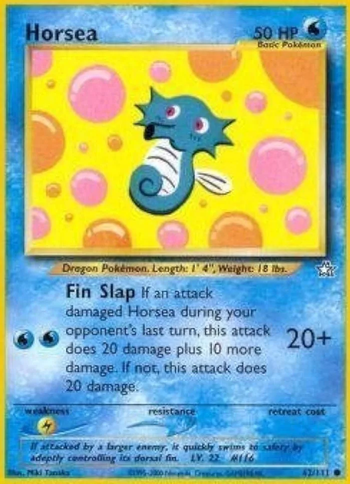 Unlimited Horsea card front, Neo Genesis 62/111