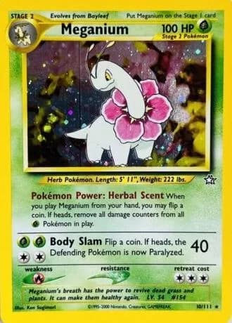 Unlimited Meganium card front, Neo Genesis 10/111