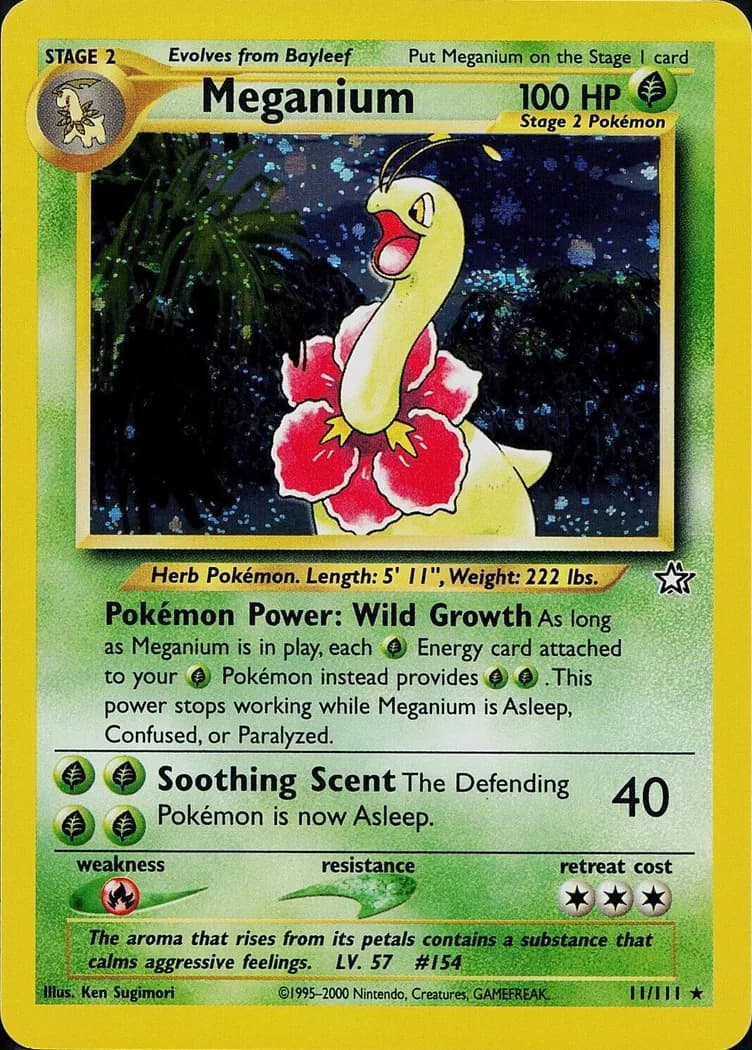 Unlimited Meganium card front, Neo Genesis 11/111