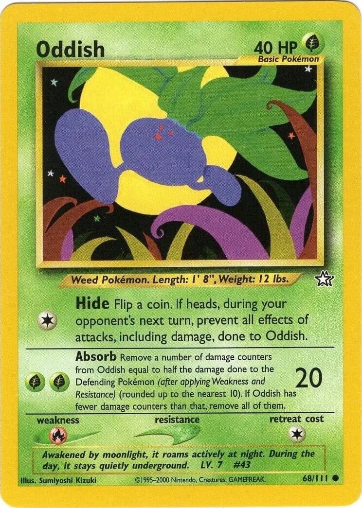 Unlimited Oddish card front, Neo Genesis 68/111