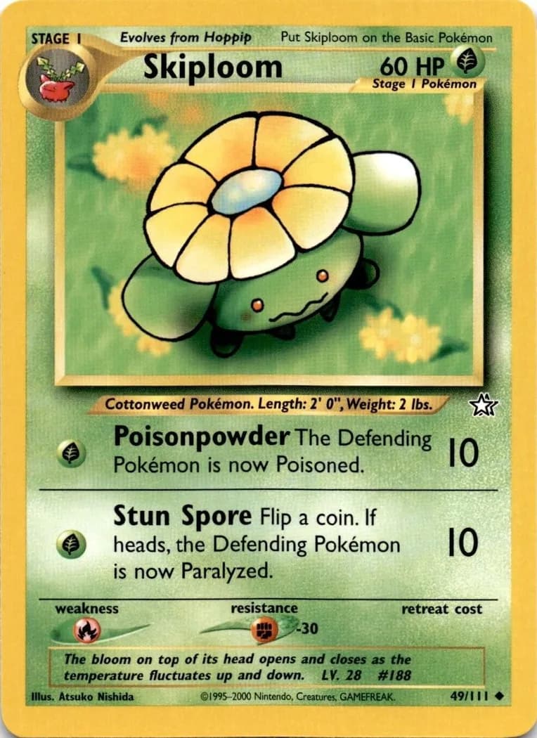 Unlimited Skiploom card front, Neo Genesis 49/111