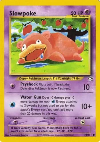 Unlimited Slowpoke card front, Neo Genesis 73/111