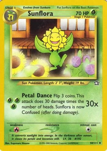 Unlimited Sunflora card front, Neo Genesis 50/111