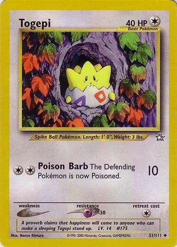 Unlimited Togepi card front, Neo Genesis 51/111