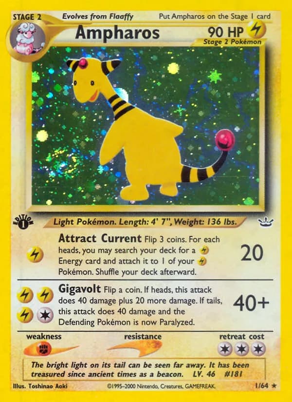 Ampharos card front, Neo Revelation 1/64