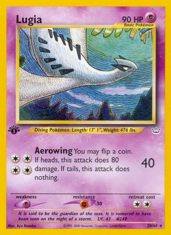 1st Edition Lugia card front, Neo Revelation 20/64