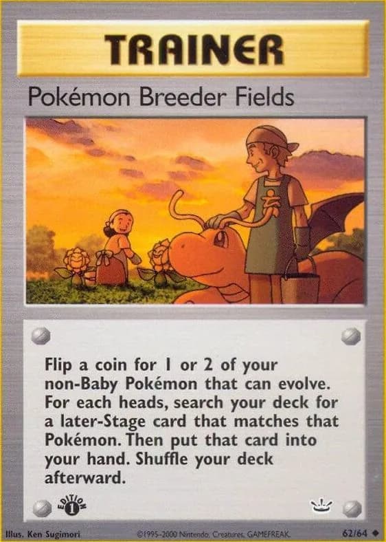 1st Edition Pokémon Breeder Fields card front, Neo Revelation 62/64