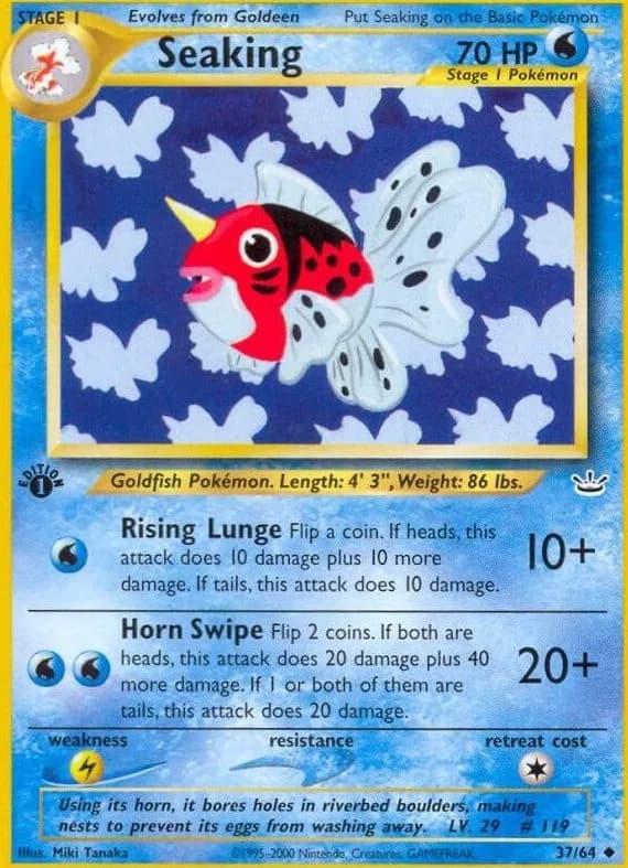 1st Edition Seaking card front, Neo Revelation 37/64