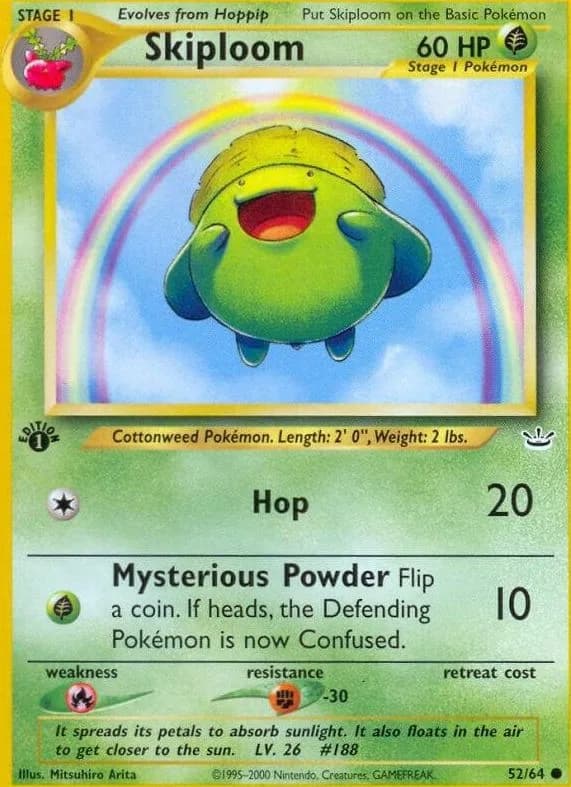 1st Edition Skiploom card front, Neo Revelation 52/64