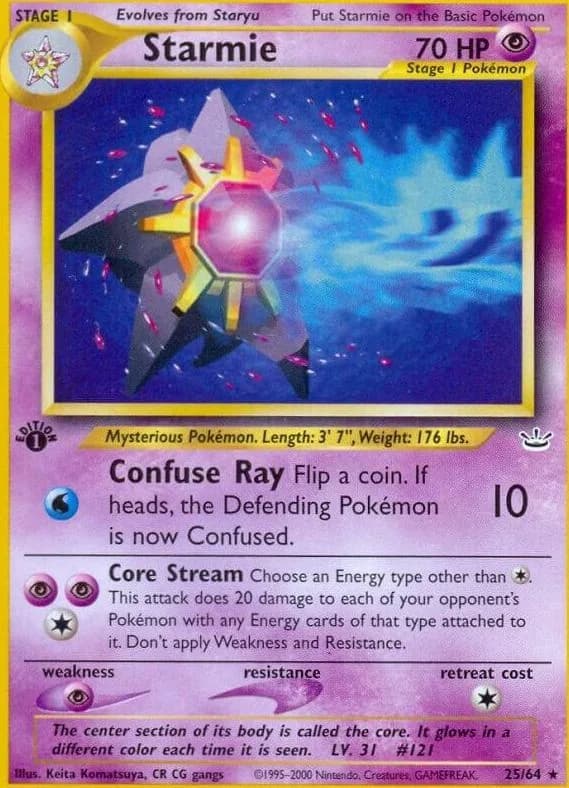 1st Edition Starmie card front, Neo Revelation 25/64