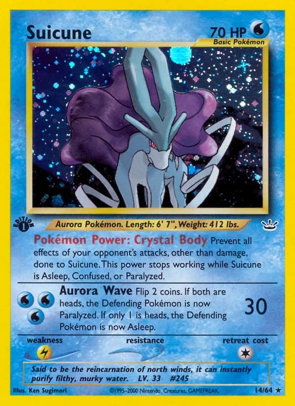 Suicune card front, Neo Revelation 14/64