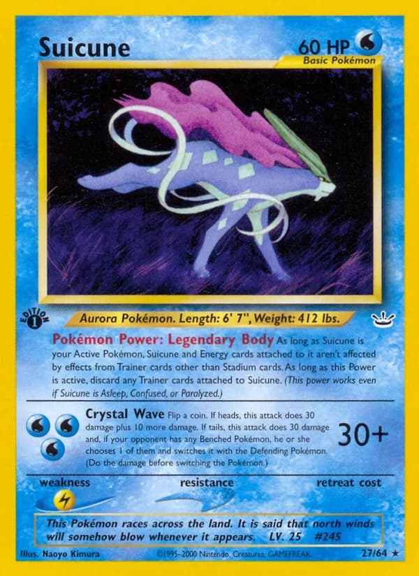Suicune card front, Neo Revelation 27/64