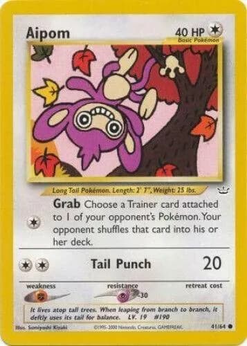 Unlimited Aipom card front, Neo Revelation 41/64