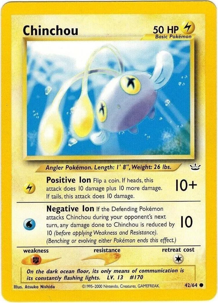 Unlimited Chinchou card front, Neo Revelation 42/64