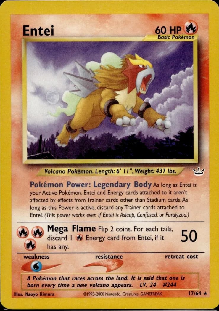 Unlimited Entei card front, Neo Revelation 17/64