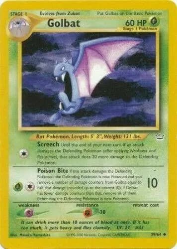 Unlimited Golbat card front, Neo Revelation 29/64