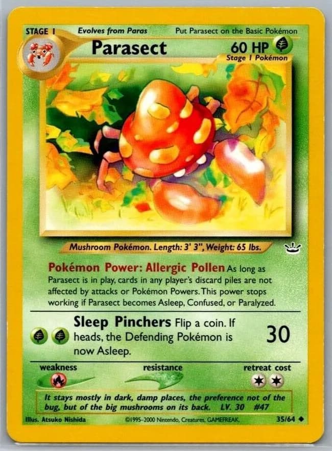Unlimited Parasect card front, Neo Revelation 35/64