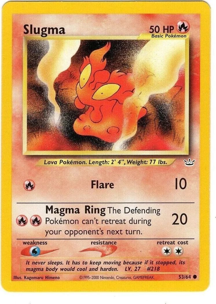 Unlimited Slugma card front, Neo Revelation 53/64