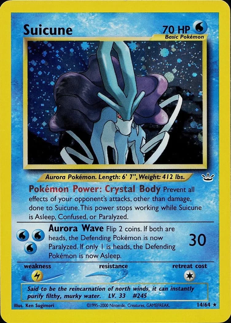 Unlimited Suicune card front, Neo Revelation 14/64