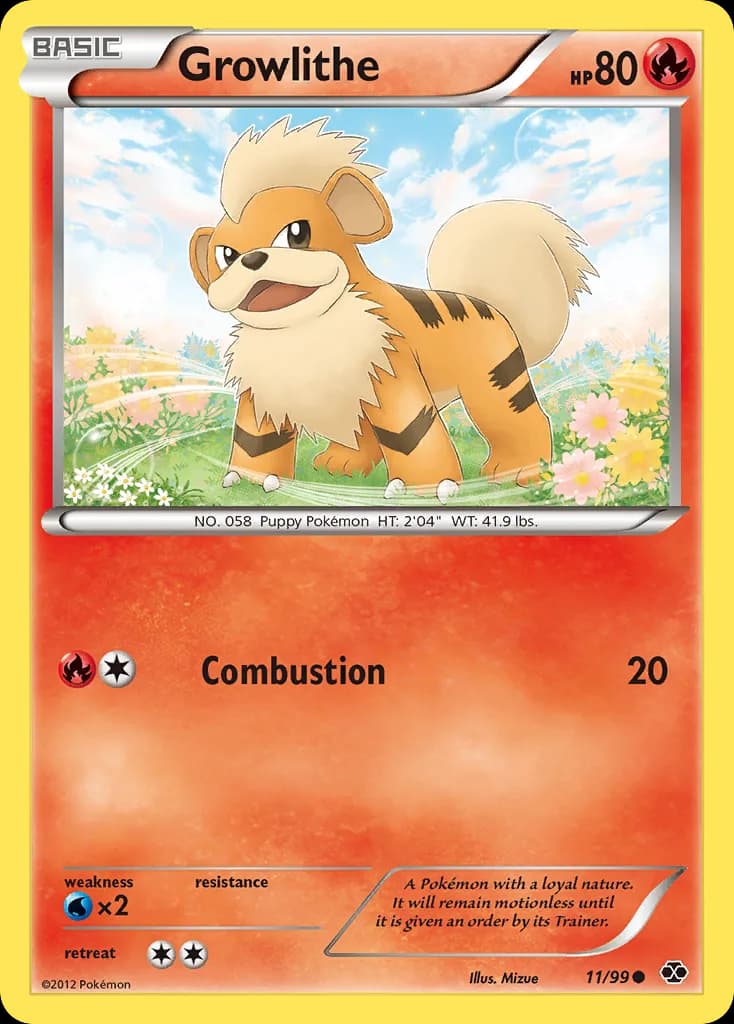Next Destinies Growlithe card front, 11/99