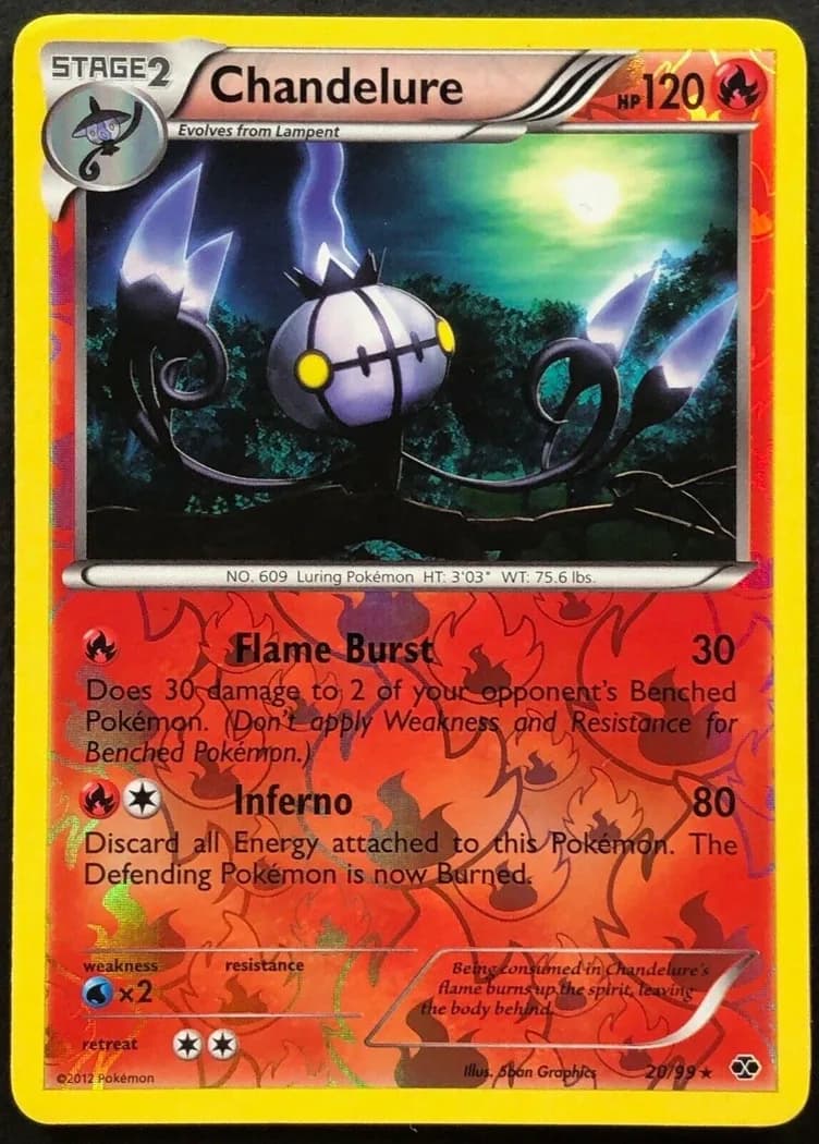 Chandelure reverse holo card front, Next Destinies 20/99