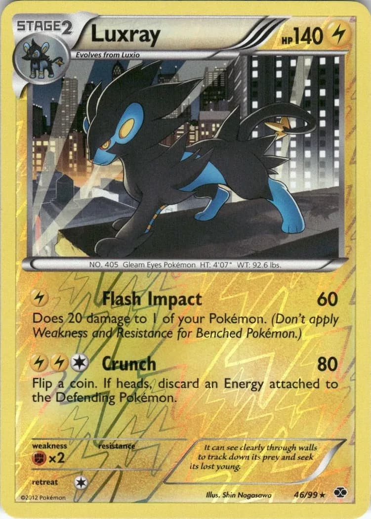 Luxray reverse holo card front, Next Destinies 46/99