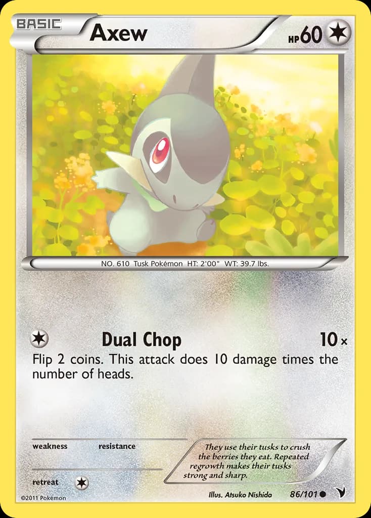 Noble Victories Axew card front, 86/101