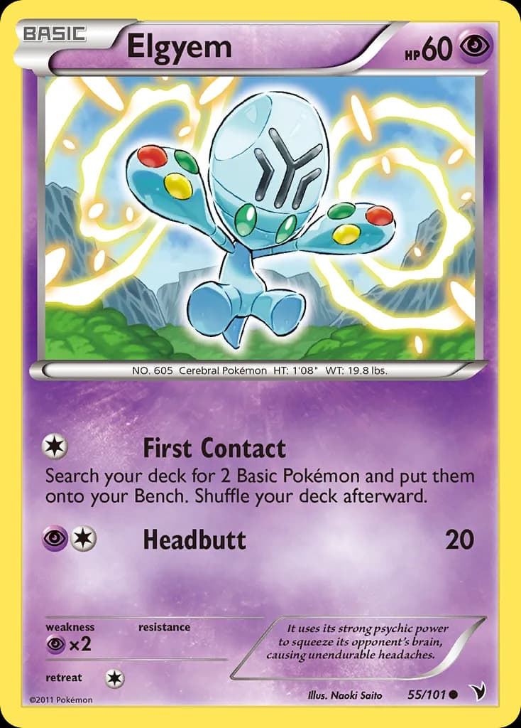 Noble Victories Elgyem card front, 55/101