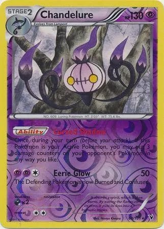 Chandelure reverse holo card front, Noble Victories 60/101
