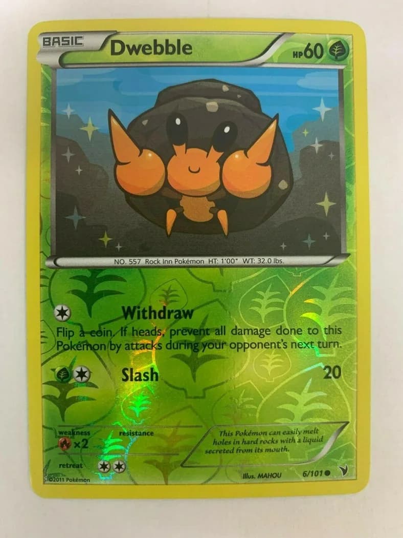 Dwebble reverse holo card front, Noble Victories 6/101