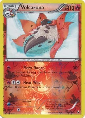 Volcarona reverse holo card front, Noble Victories 21/101
