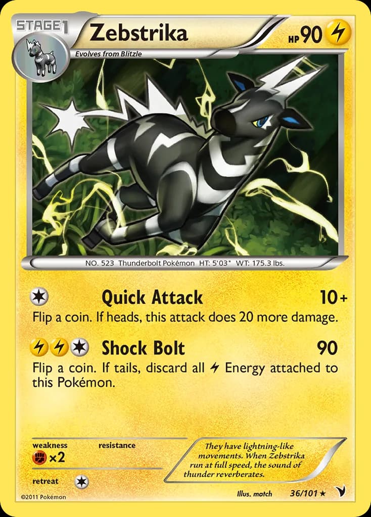 Noble Victories Zebstrika card front, 36/101