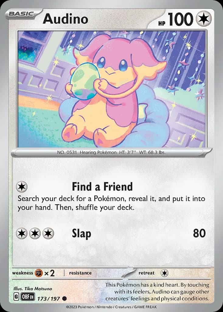 Obsidian Flames Audino card front, 173/197