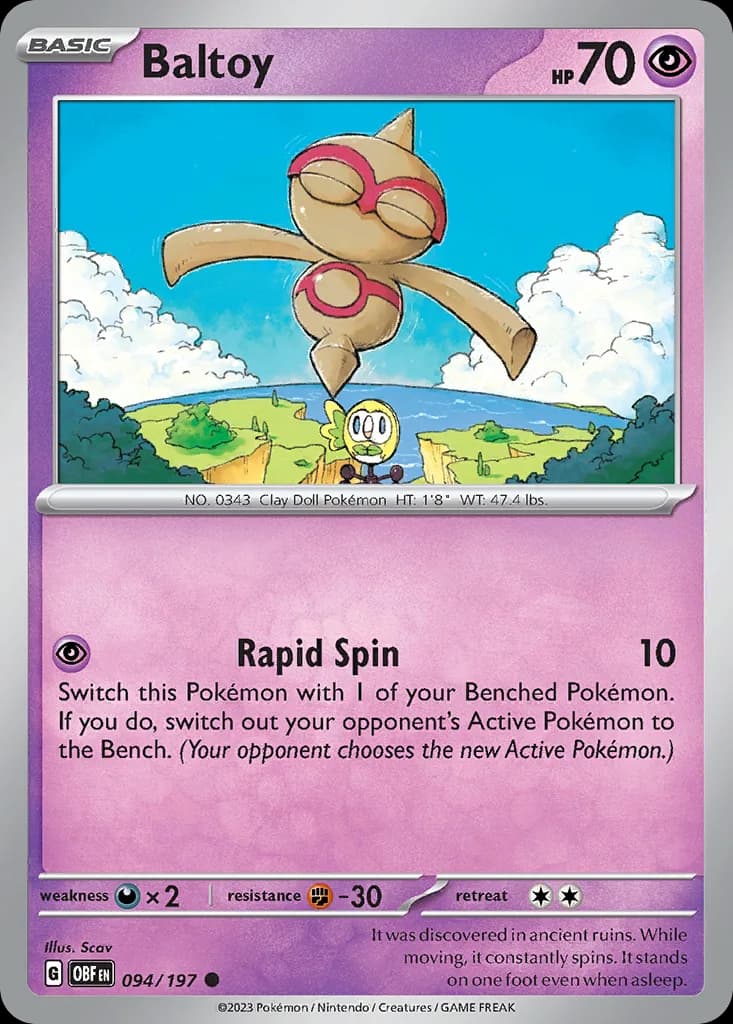 Obsidian Flames Baltoy card front, 94/197