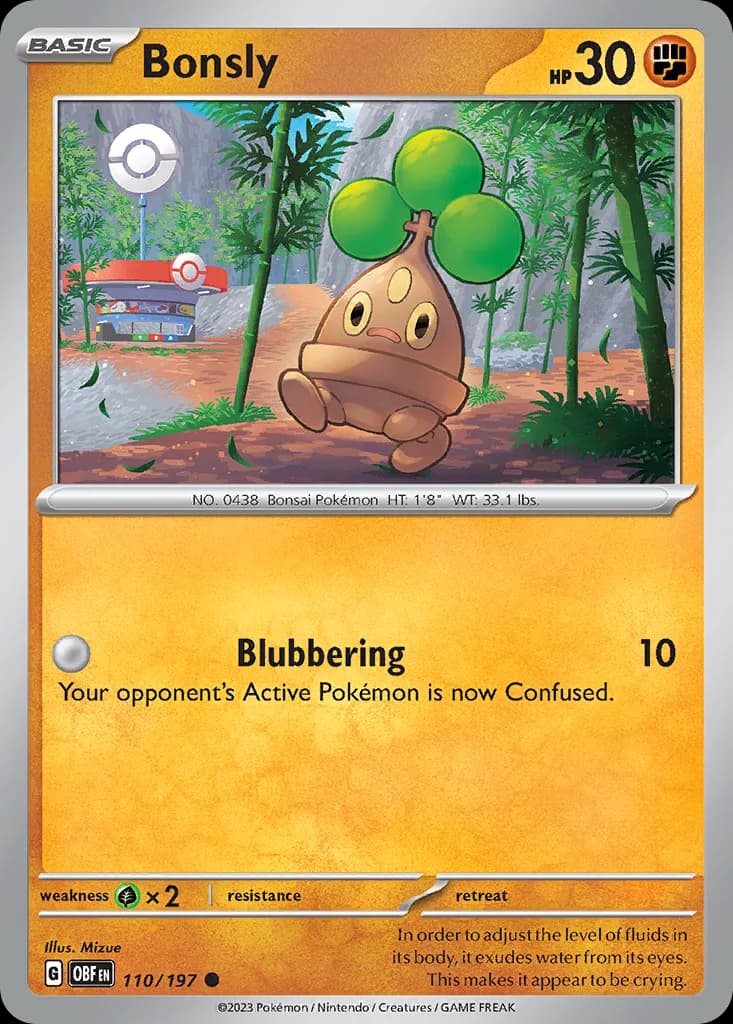 Obsidian Flames Bonsly card front, 110/197