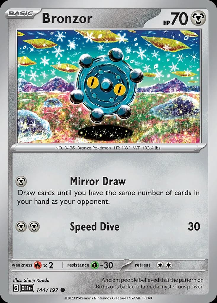 Obsidian Flames Bronzor card front, 144/197