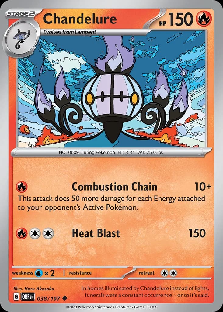 Chandelure card front, Obsidian Flames 38/197