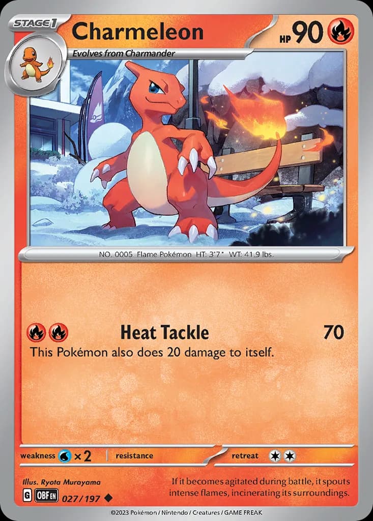 Obsidian Flames Charmeleon card front, 27/197